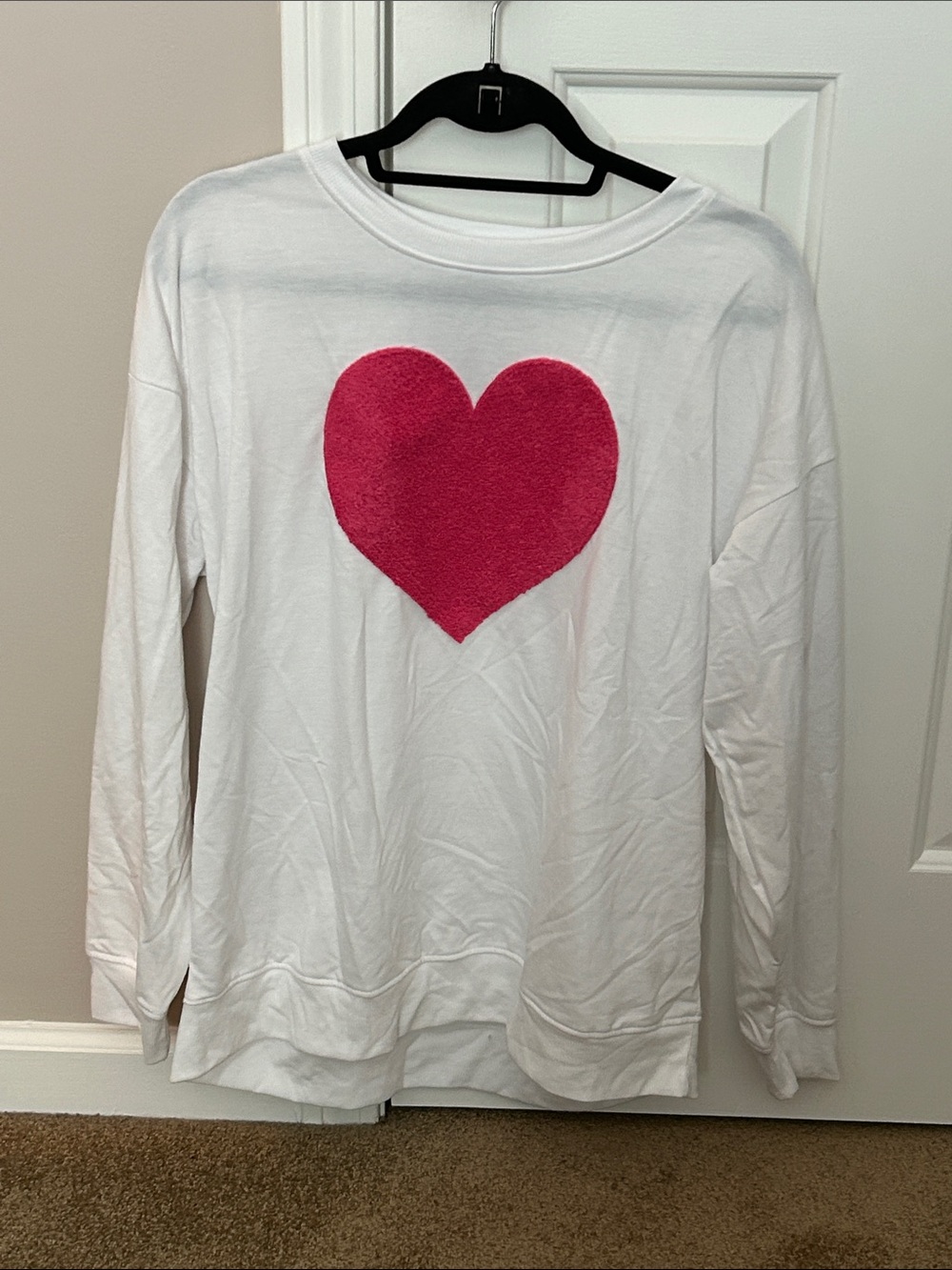 Workshop Republic Clothing White Long-Sleeve Tee with Pink Heart